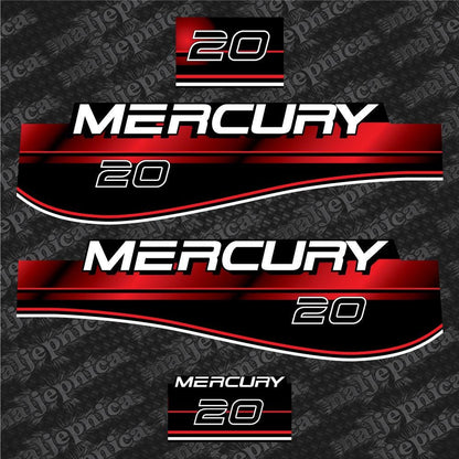 Mercury 20 Aftermarket Replacement Decals 1994-1998 Outboard sticker set