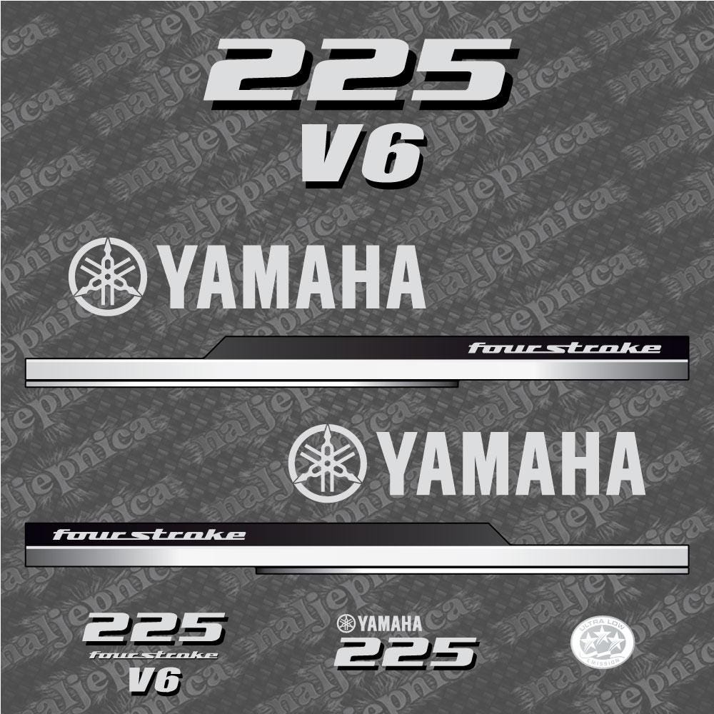 Yamaha 225 Four Stroke 2010 V6 Aftermarket Replacement Outboard Decal Sticker Set