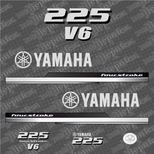 Yamaha 225 Four Stroke 2010 V6 Aftermarket Replacement Outboard Decal Sticker Set