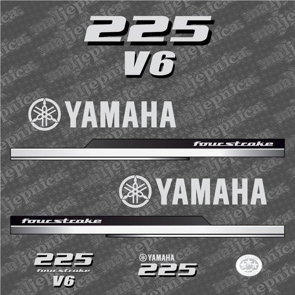 Yamaha 225 Four Stroke 2010 V6 Aftermarket Replacement Outboard Decal Sticker Set
