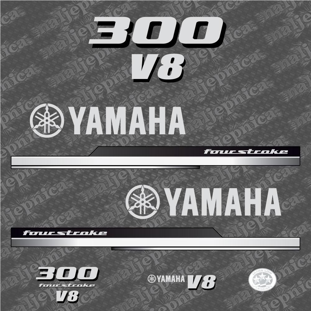 Yamaha 300 Four Stroke 2010 V8 Aftermarket Replacement Outboard Decal Sticker Set