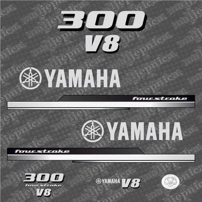 Yamaha 300 Four Stroke 2010 V8 Aftermarket Replacement Outboard Decal Sticker Set