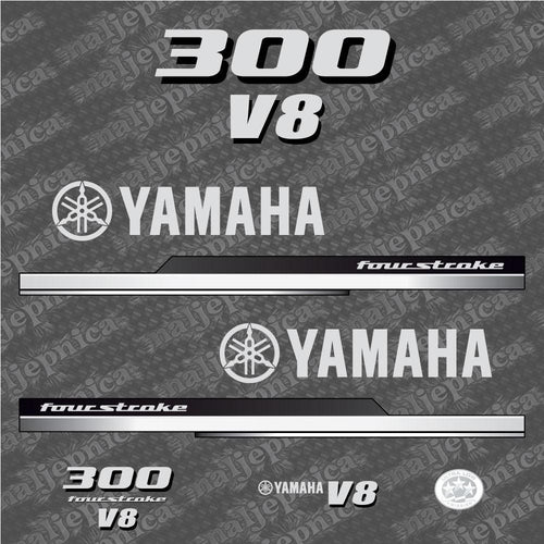 Yamaha 300 Four Stroke 2010 V8 Aftermarket Replacement Outboard Decal Sticker Set