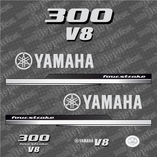 Yamaha 300 Four Stroke 2010 V8 Aftermarket Replacement Outboard Decal Sticker Set