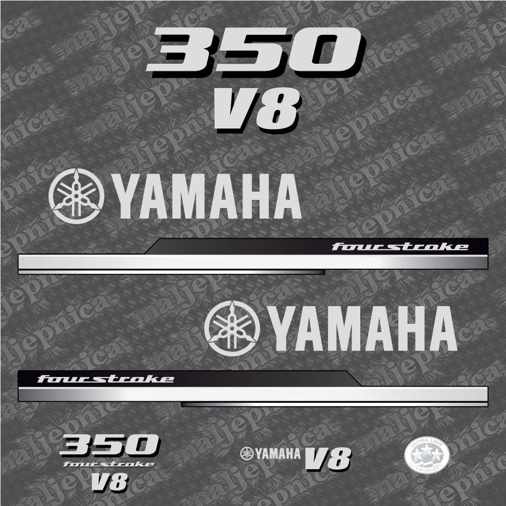 Yamaha 350 Four Stroke 2010 V8 Aftermarket Replacement Outboard Decal Sticker Set