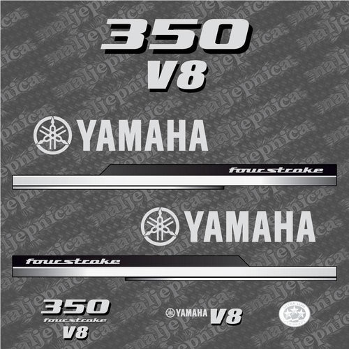 Yamaha 350 Four Stroke 2010 V8 Aftermarket Replacement Outboard Decal Sticker Set