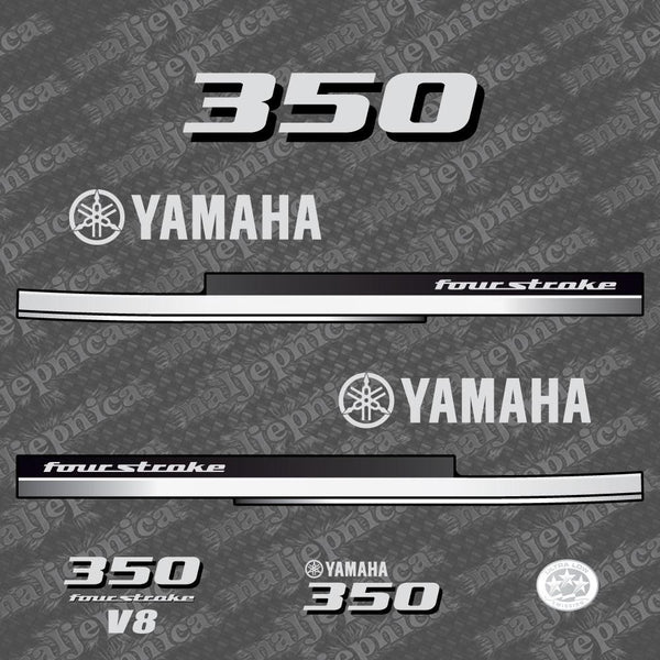 Yamaha 350 Four Stroke 2008 V8 Aftermarket Replacement Outboard Decal Sticker Set