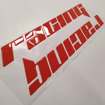 Racing RED Domed Decals 2pcs / Sticker Resin Set