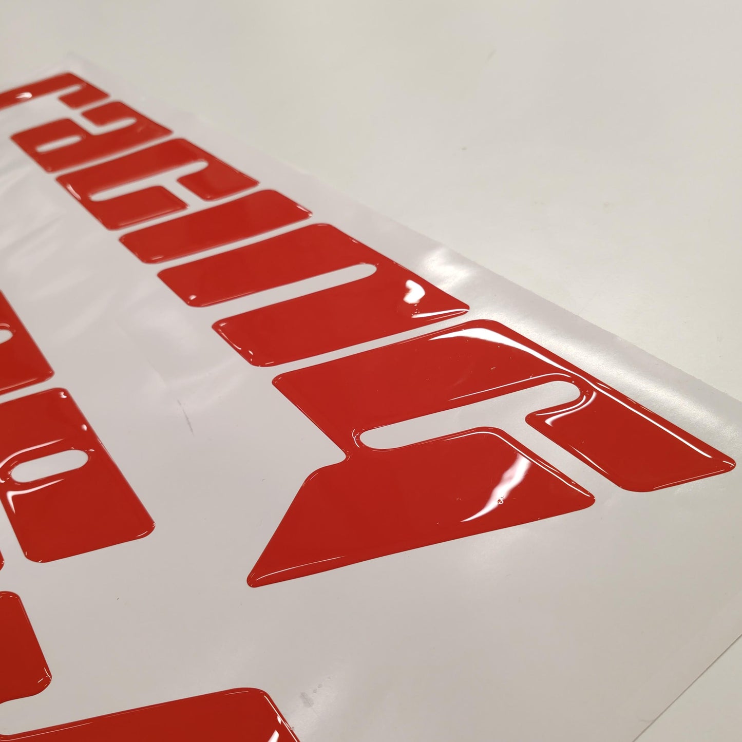 Racing RED Domed Decals 2pcs / Sticker Resin Set