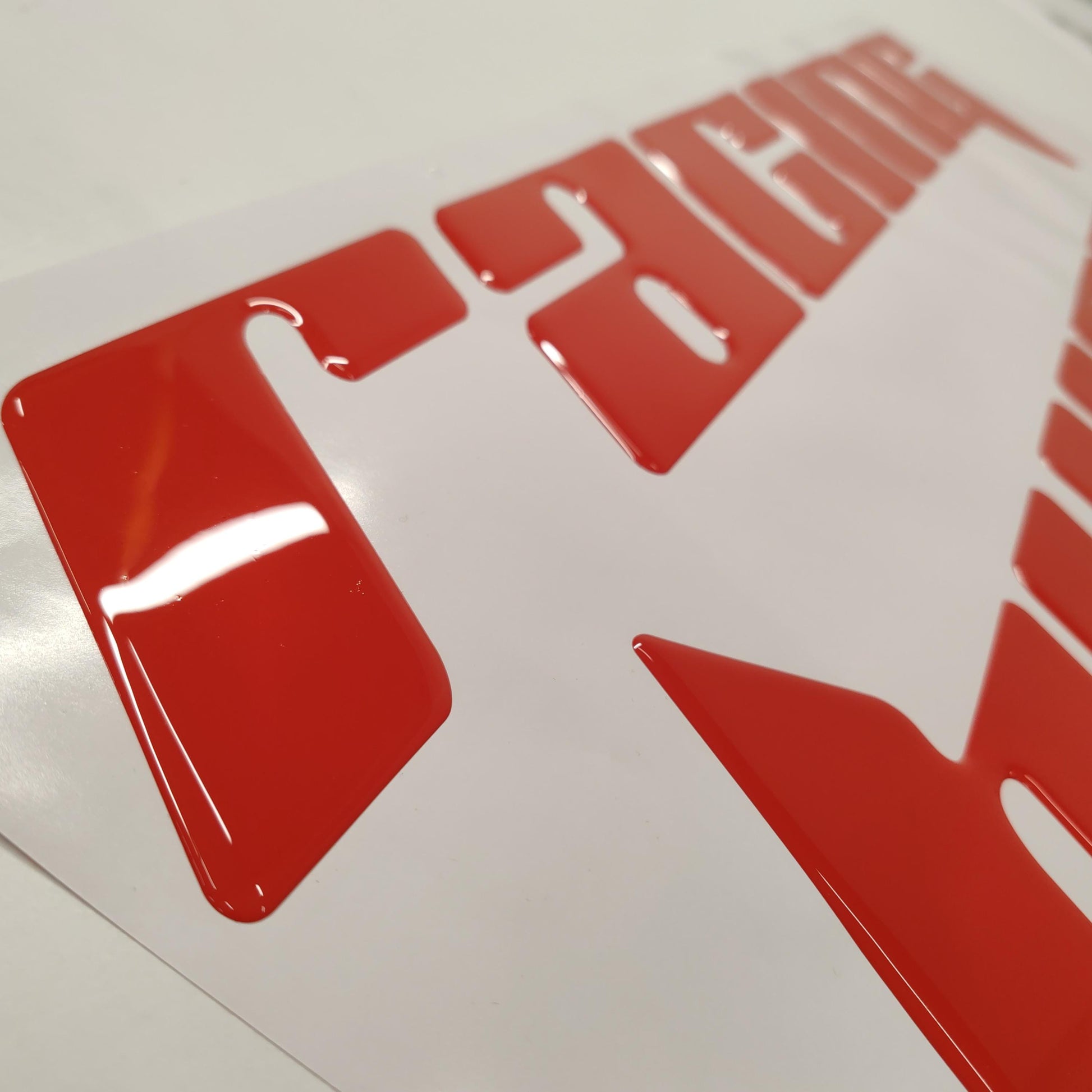 Racing RED Domed Decals 2pcs / Sticker Resin Set