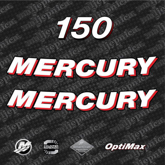 Mercury 150 Optimax Aftermarket Replacement 2006-2012 (VAL) outboard decal sticker set