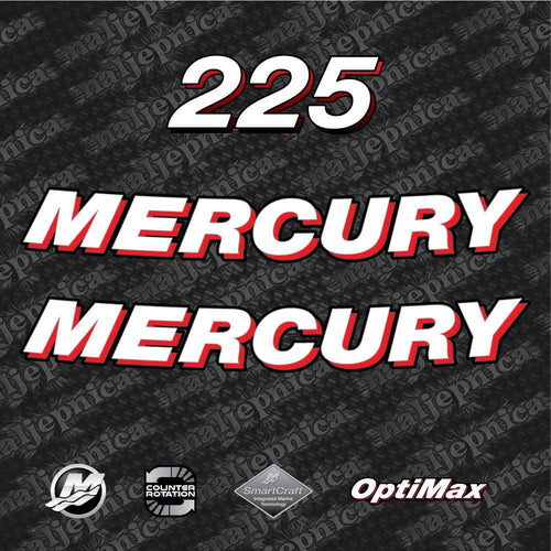 Mercury 225 Optimax Aftermarket Replacement 2006-2012 (VAL) outboard decal sticker set