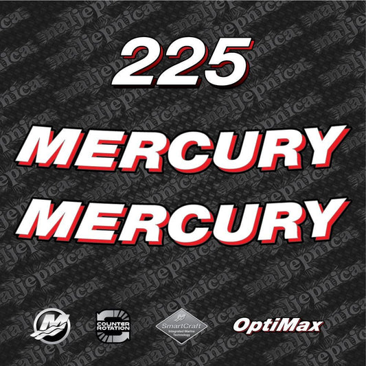 Mercury 225 Optimax Aftermarket Replacement 2006-2012 (VAL) outboard decal sticker set