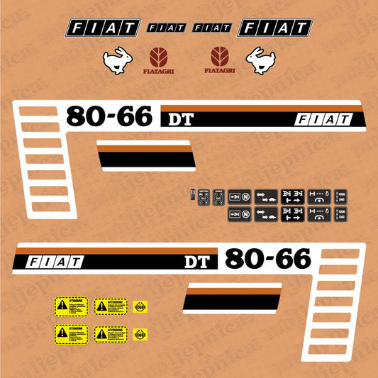 Fiat Fiatagri 80-66 DT Aftermarket Replacement Tractor Decal Sticker Set
