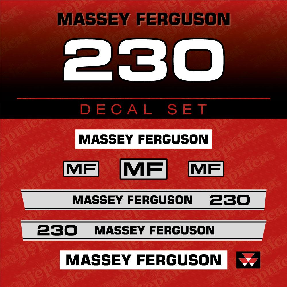 Massey Ferguson 230 (L) Aftermarket Replacement Tractor Decal (Sticker) Set