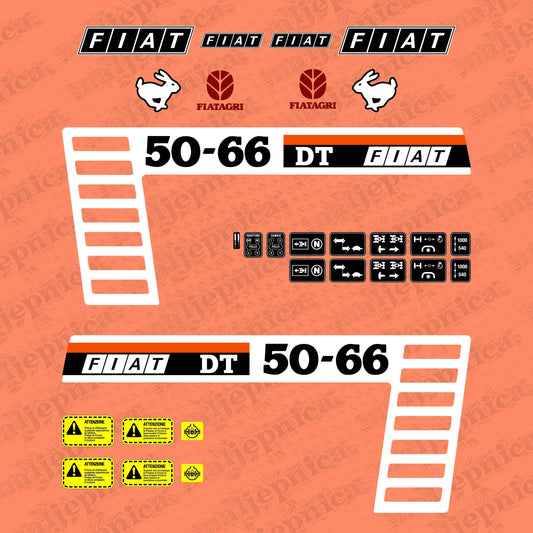 Fiat Fiatagri 50-66 DT Aftermarket Replacement Tractor Decal Sticker Set