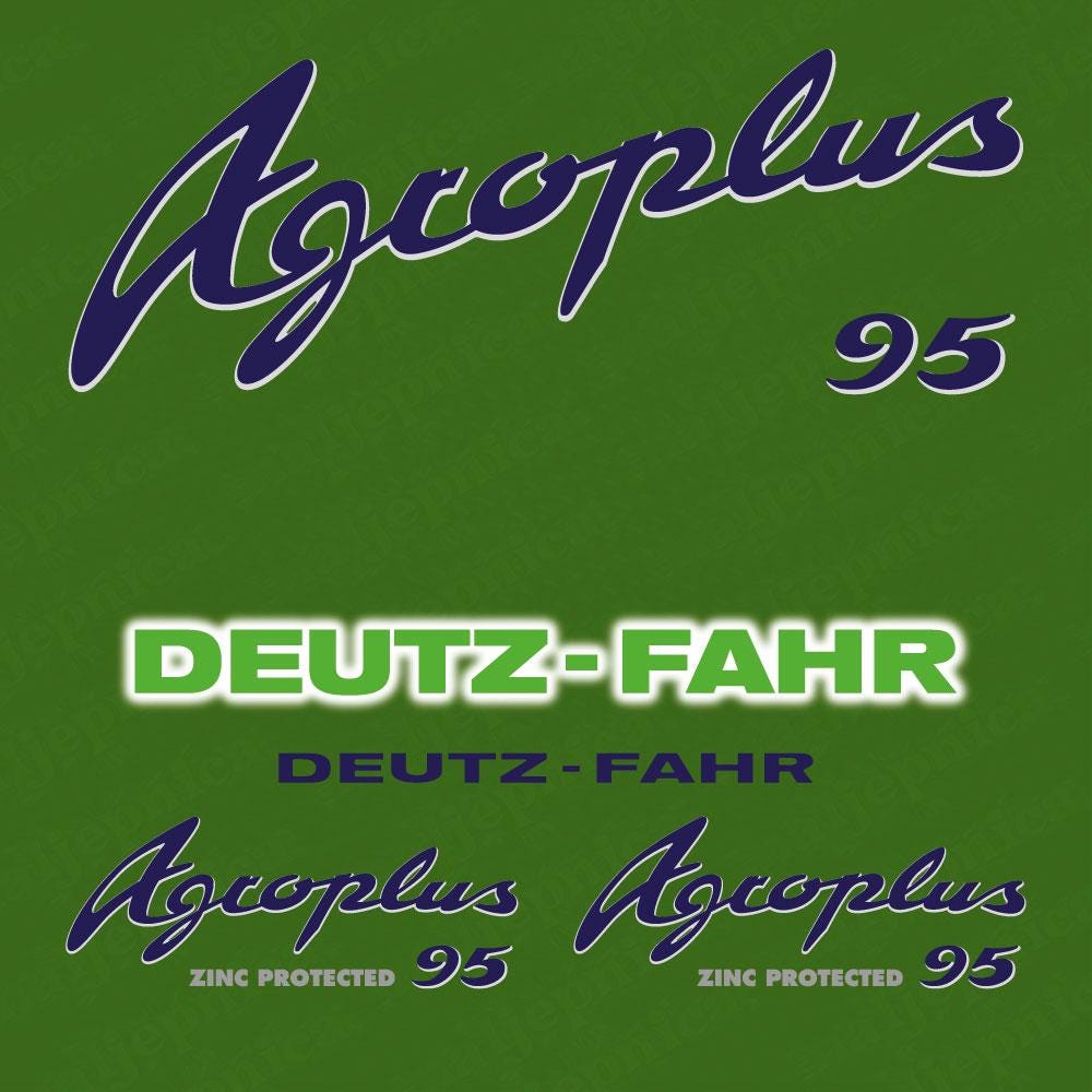 Deutz-Fahr Agroplus 95 3D Font Resin Aftermarket Replacement Tractor Decal (Sticker) Set