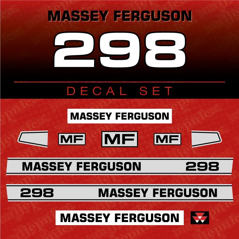 Massey Ferguson 298 Aftermarket Replacement Tractor Decal (Sticker) Set