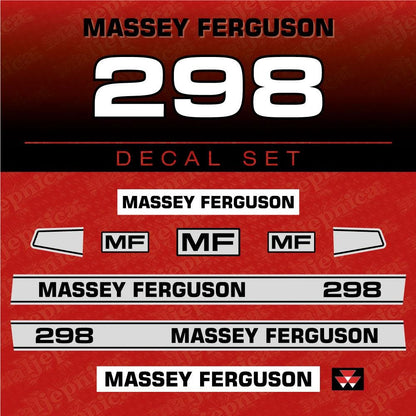 Massey Ferguson 298 Aftermarket Replacement Tractor Decal (Sticker) Set
