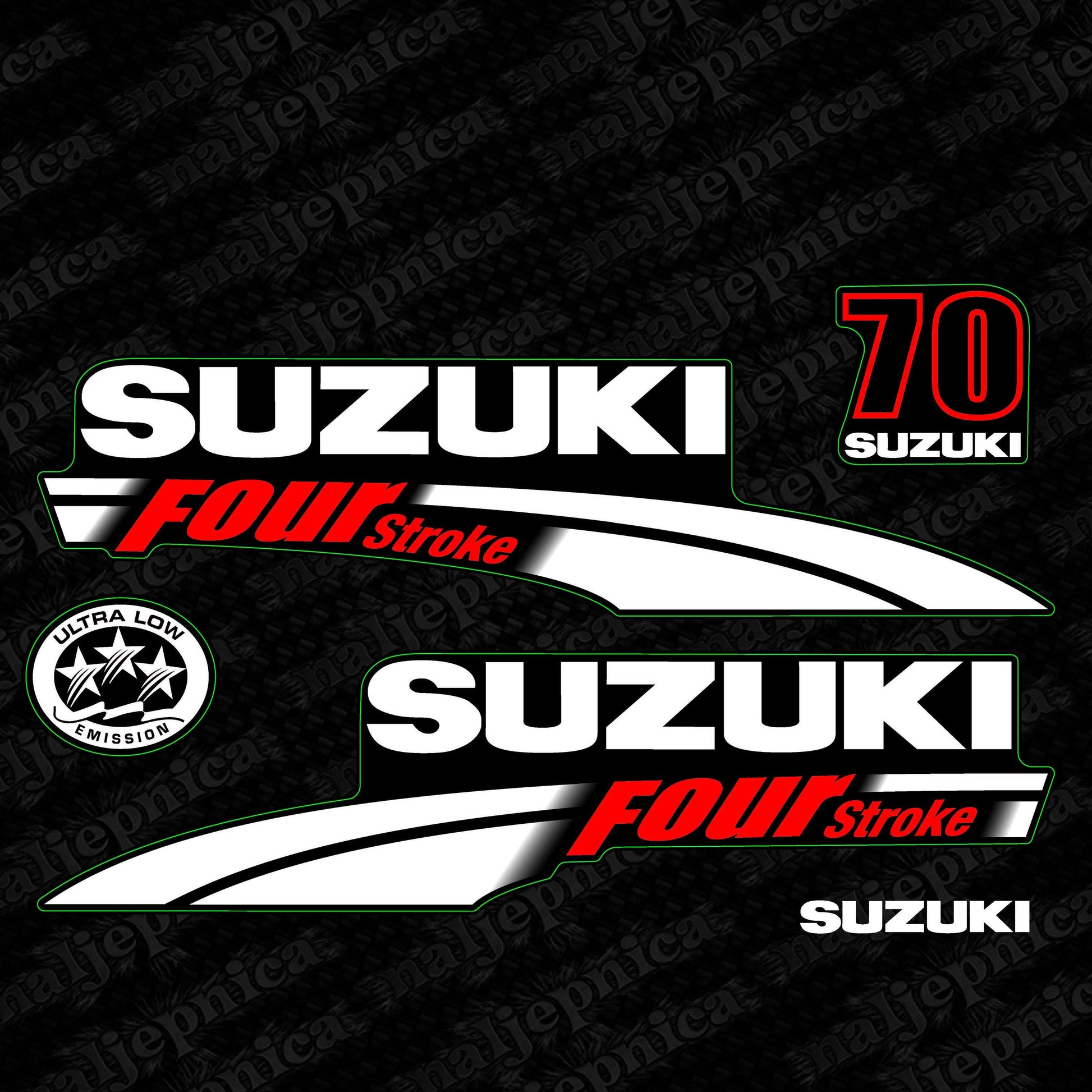 Suzuki 70 Four Stroke (2004) Outboard Decal Sticker Set