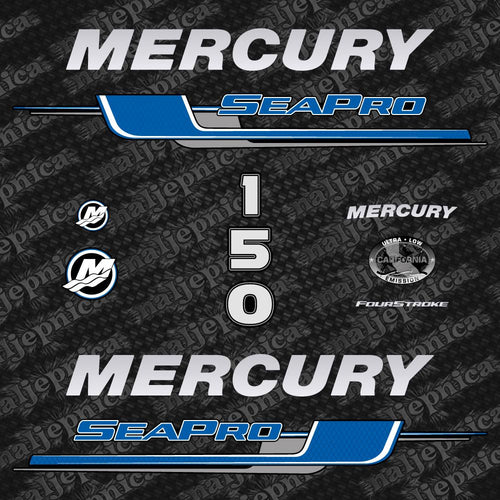 Mercury 150 SeaPro Outboard Aftermarket Replacement Decal Sticker Set