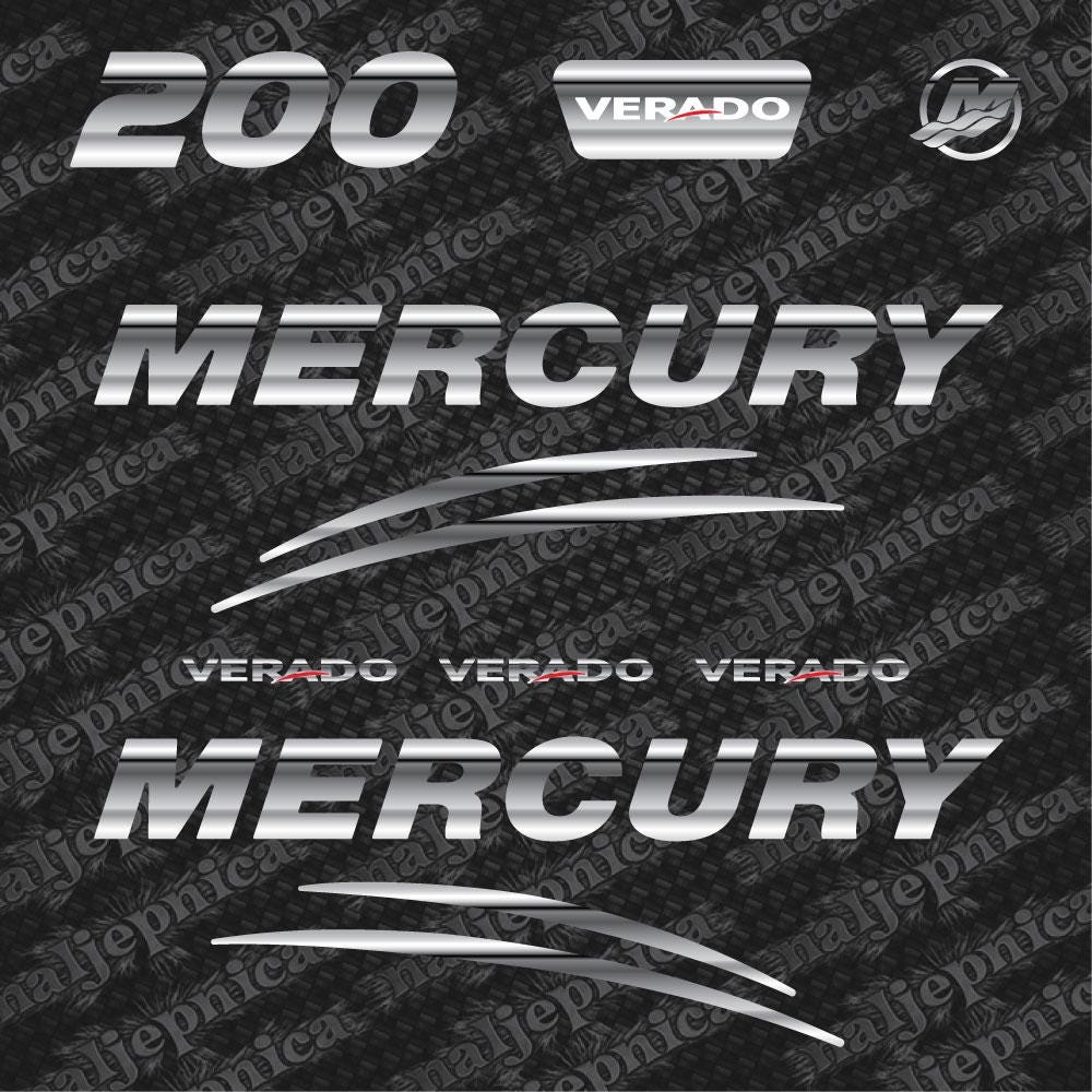 Mercury 200 Verado (2017) 3D Aftermarket Replacement Outboard Decal Sticker Set