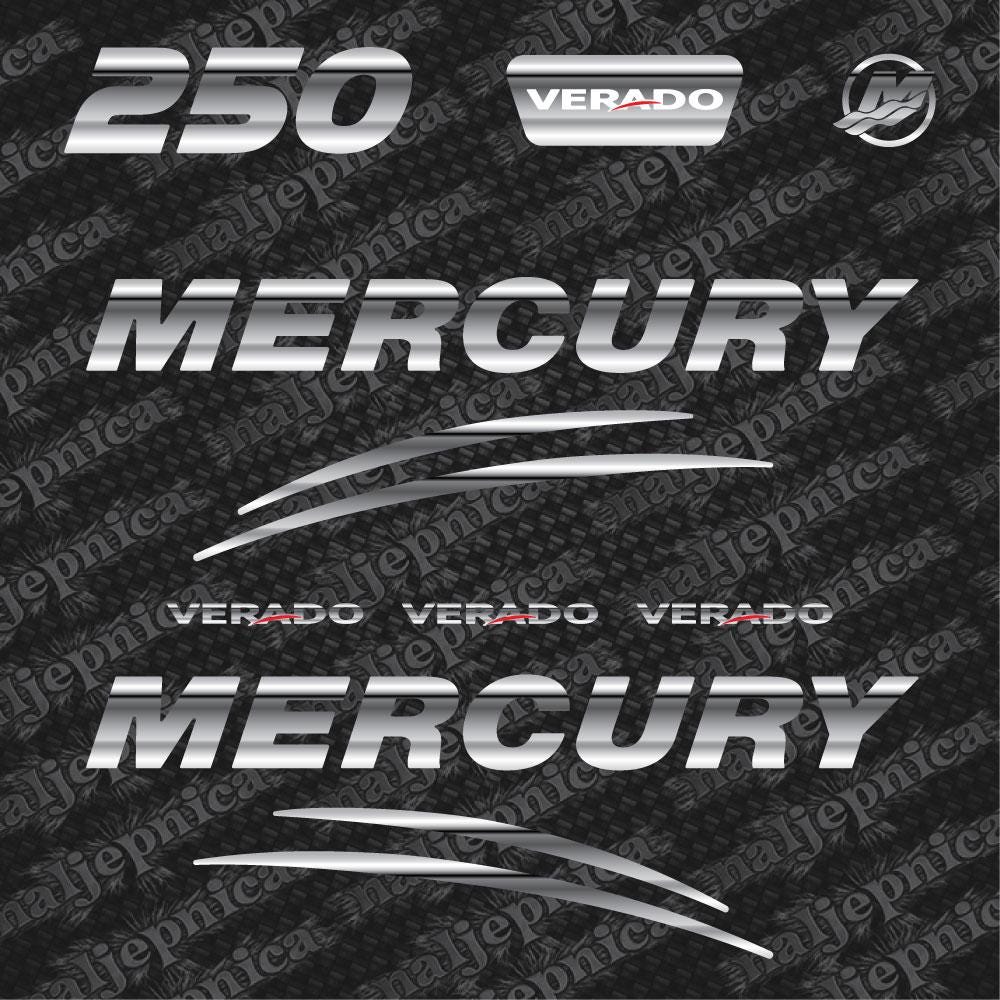 Mercury 250 Verado (2017) 3D Aftermarket Replacement Outboard Decal Sticker Set