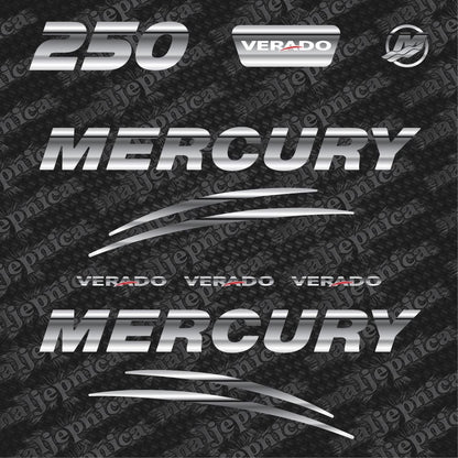 Mercury 250 Verado (2017) 3D Aftermarket Replacement Outboard Decal Sticker Set