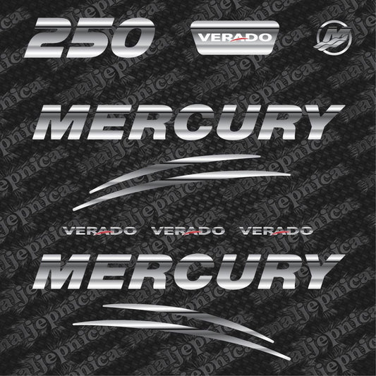 Mercury 250 Verado (2017) 3D Aftermarket Replacement Outboard Decal Sticker Set