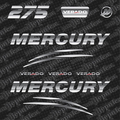 Mercury 275 Verado (2017) 3D Aftermarket Replacement Outboard Decal Sticker Set