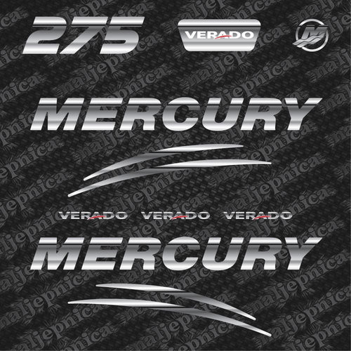 Mercury 275 Verado (2017) 3D Aftermarket Replacement Outboard Decal Sticker Set