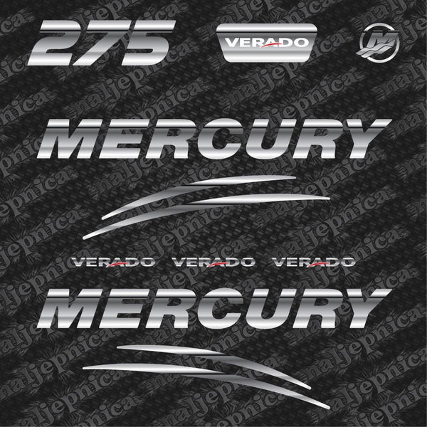 Mercury 275 Verado (2017) 3D Aftermarket Replacement Outboard Decal Sticker Set