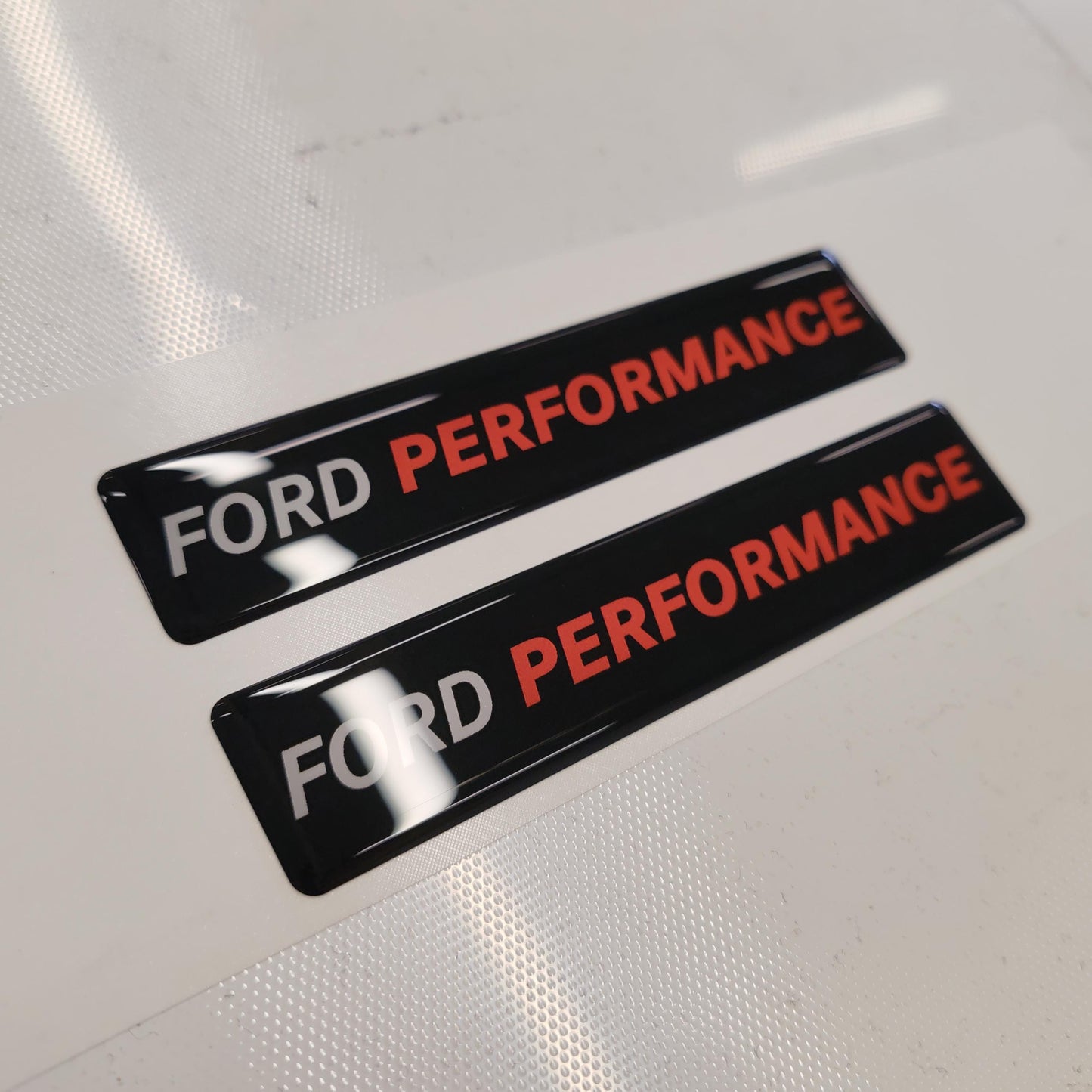 Ford Performance 3D Domed Badge Emblem Decals 2pcs / Sticker Resin Set / White and Black
