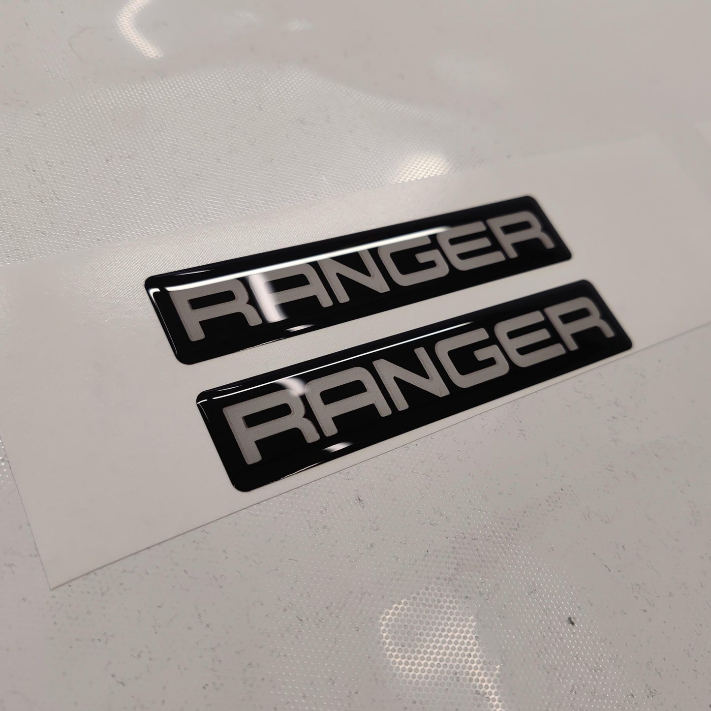 Ford Ranger 3D Domed Badge Emblem Decals 2pcs / Sticker Resin Set / White and Black