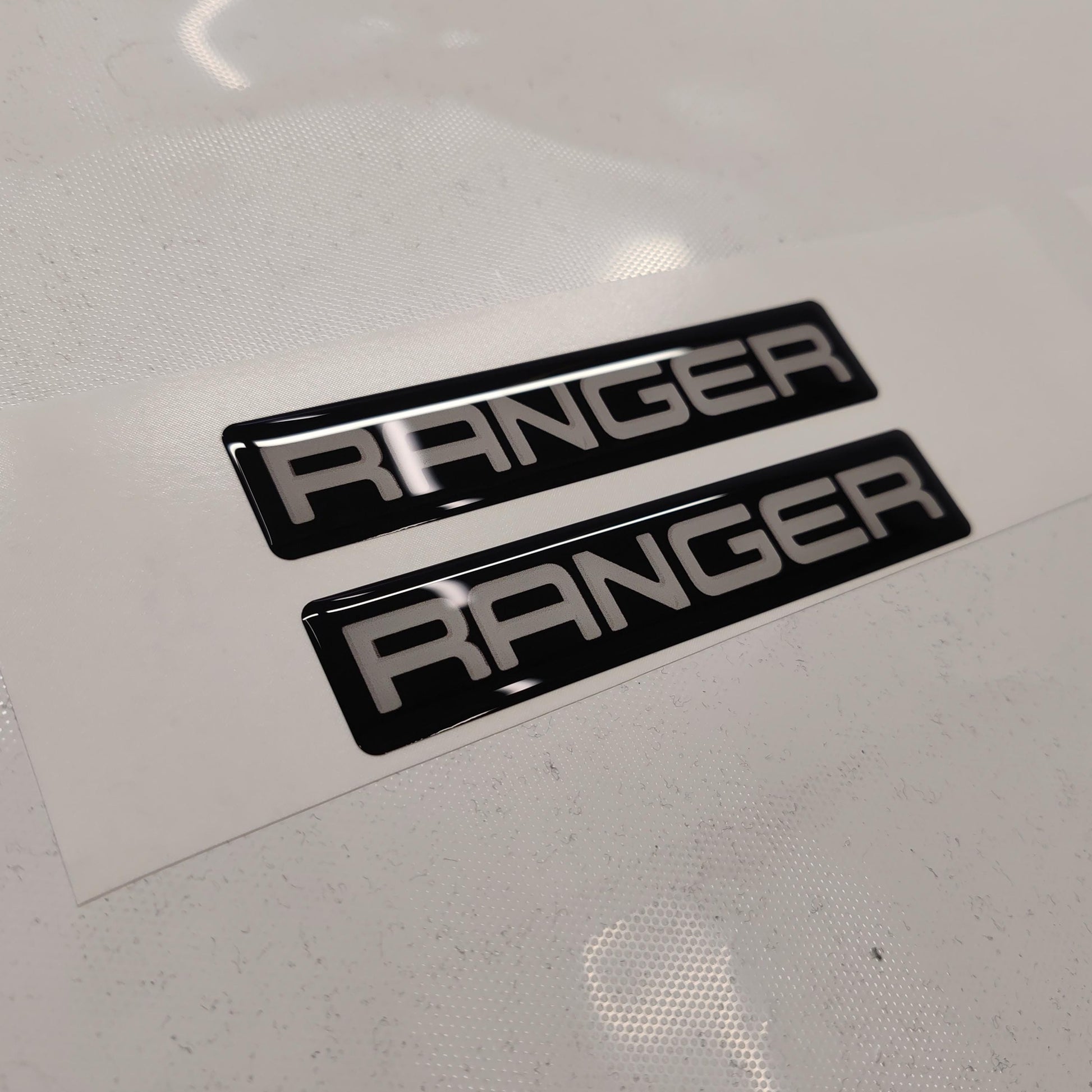 Ford Ranger 3D Domed Badge Emblem Decals 2pcs / Sticker Resin Set / White and Black