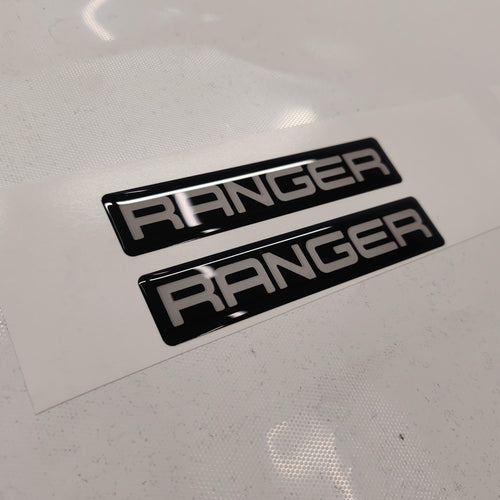 Ford Ranger 3D Domed Badge Emblem Decals 2pcs / Sticker Resin Set / White and Black