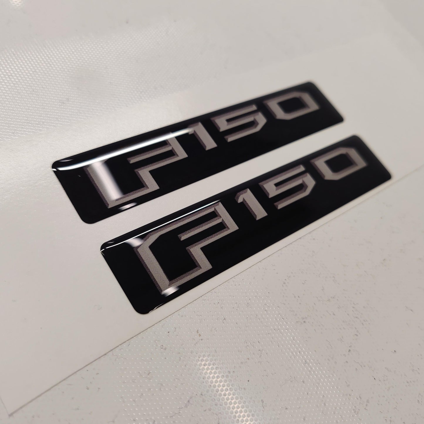 Ford F150 3D Domed Badge Emblem Decals 2pcs / Sticker Resin Set / Gray and Black