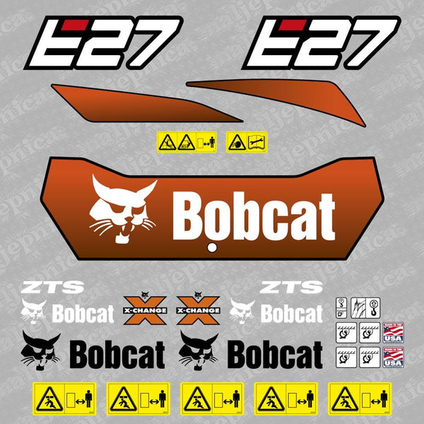 E27 Bobcat Mini Excavator Aftermarket Decal / Aufkleber / Adesivo / Sticker / Replacement Set