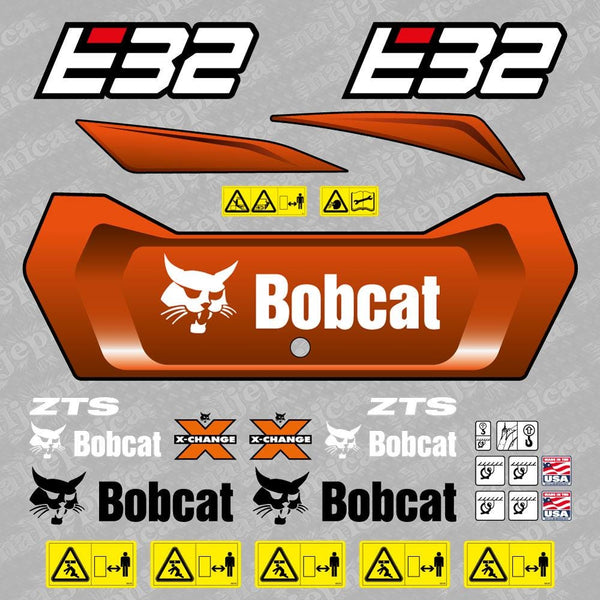E32 Bobcat Mini Excavator (2) Aftermarket Decal / Aufkleber / Adesivo / Sticker / Replacement Set