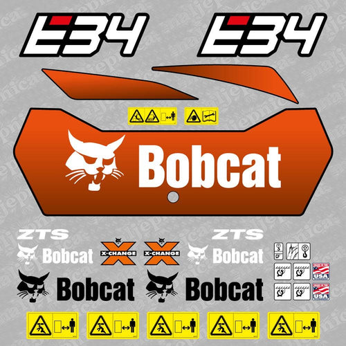 E34 Bobcat Mini Excavator Aftermarket Decal / Aufkleber / Adesivo / Sticker / Replacement Set
