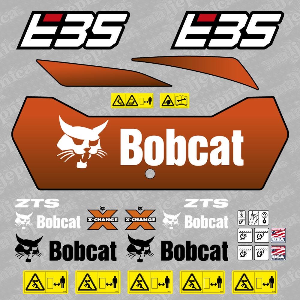 E35 Bobcat Mini Excavator (1) Aftermarket Decal / Aufkleber / Adesivo / Sticker / Replacement Set