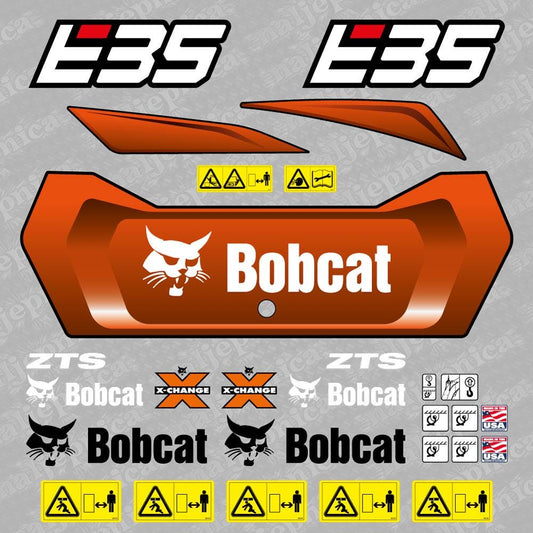 E35 Bobcat Mini Excavator (2) Aftermarket Decal / Aufkleber / Adesivo / Sticker / Replacement Set