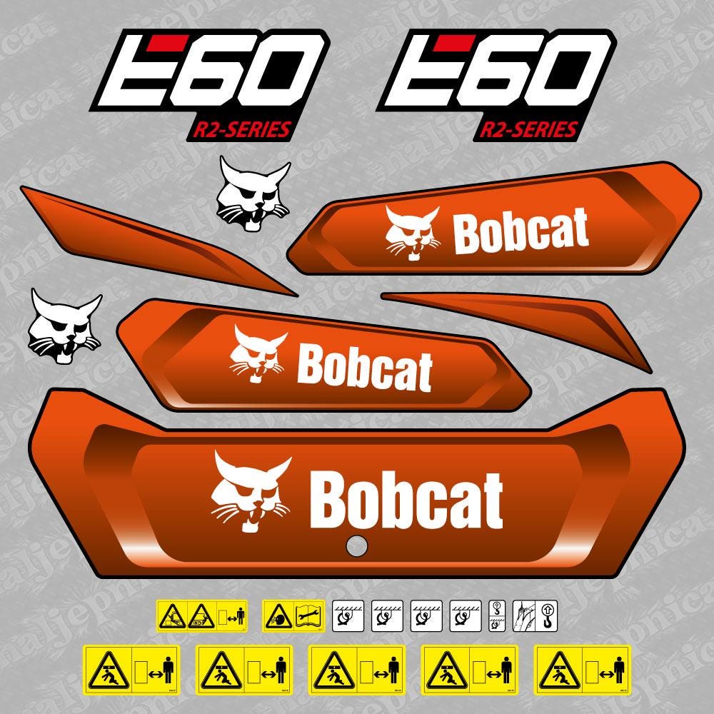 E60 R2 Series Bobcat Mini Excavator Aftermarket Decal / Aufkleber / Adesivo / Sticker / Replacement Set