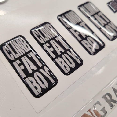 Climb Fat Boy 3D Badge Domed Decals 4pcs / Sticker Resin Set