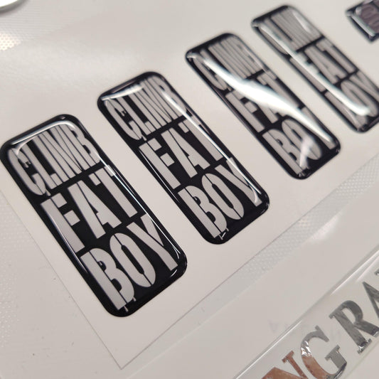 Climb Fat Boy 3D Badge Domed Decals 4pcs / Sticker Resin Set