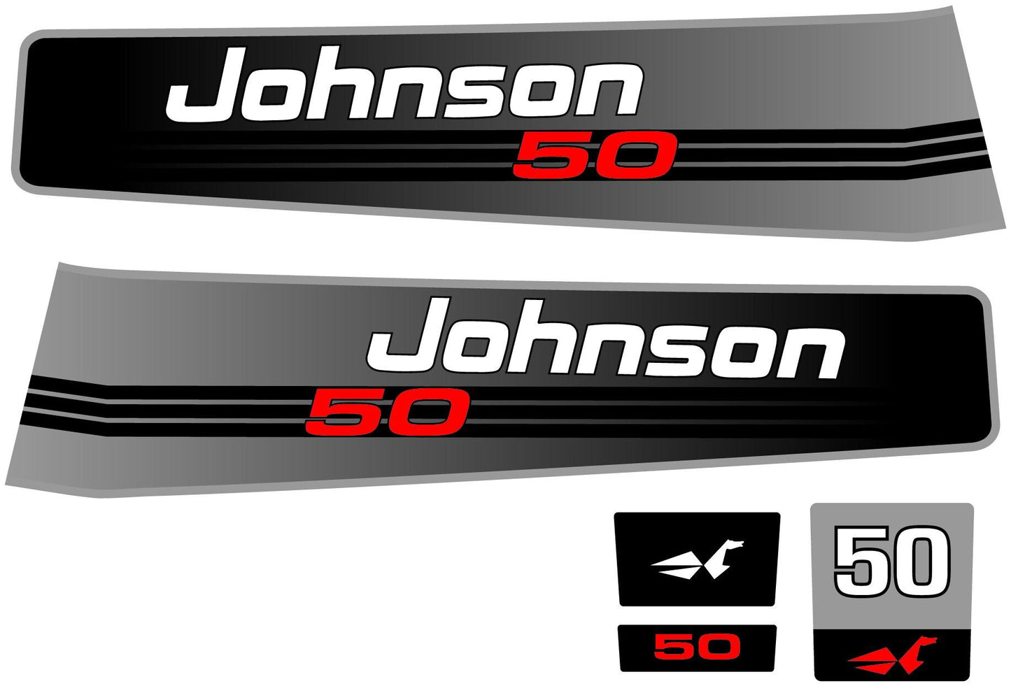 Johnson 50 Outboard (1992) Aftermarket Replacement Decals / Aufkleber / Adesivo / Sticker Set