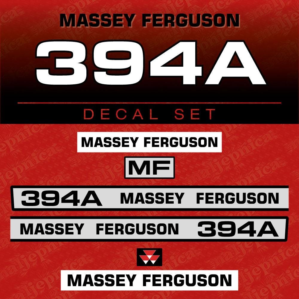 Massey Ferguson 394A Aftermarket Replacement Tractor Decal (Sticker) Set