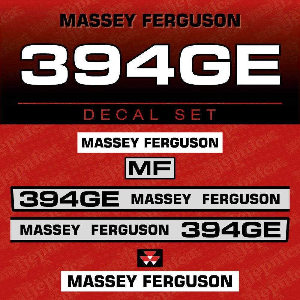 Massey Ferguson 394GE Aftermarket Replacement Tractor Decal (Sticker) Set