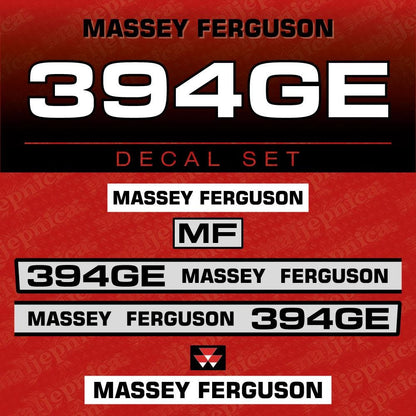Massey Ferguson 394GE Aftermarket Replacement Tractor Decal (Sticker) Set