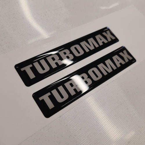 Chevy Turbomax 3D Domed Badge Emblem Decals 2pcs / Sticker Resin Set / White and Black